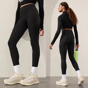 Athleta Black High Rise Headlands Hybrid Cargo Leggings Hiking Gorpcore